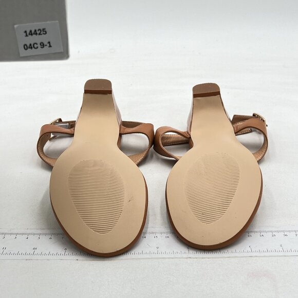 Milooey Brown T-strap Thong Low Heel Sandals Causal Ankle Strap Flip Flops Shoes - Picture 7 of 8